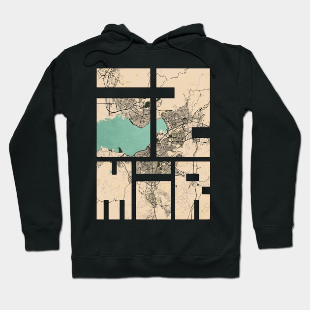 Izmir, Turkey City Map Typography - Vintage Hoodie by deMAP Studio